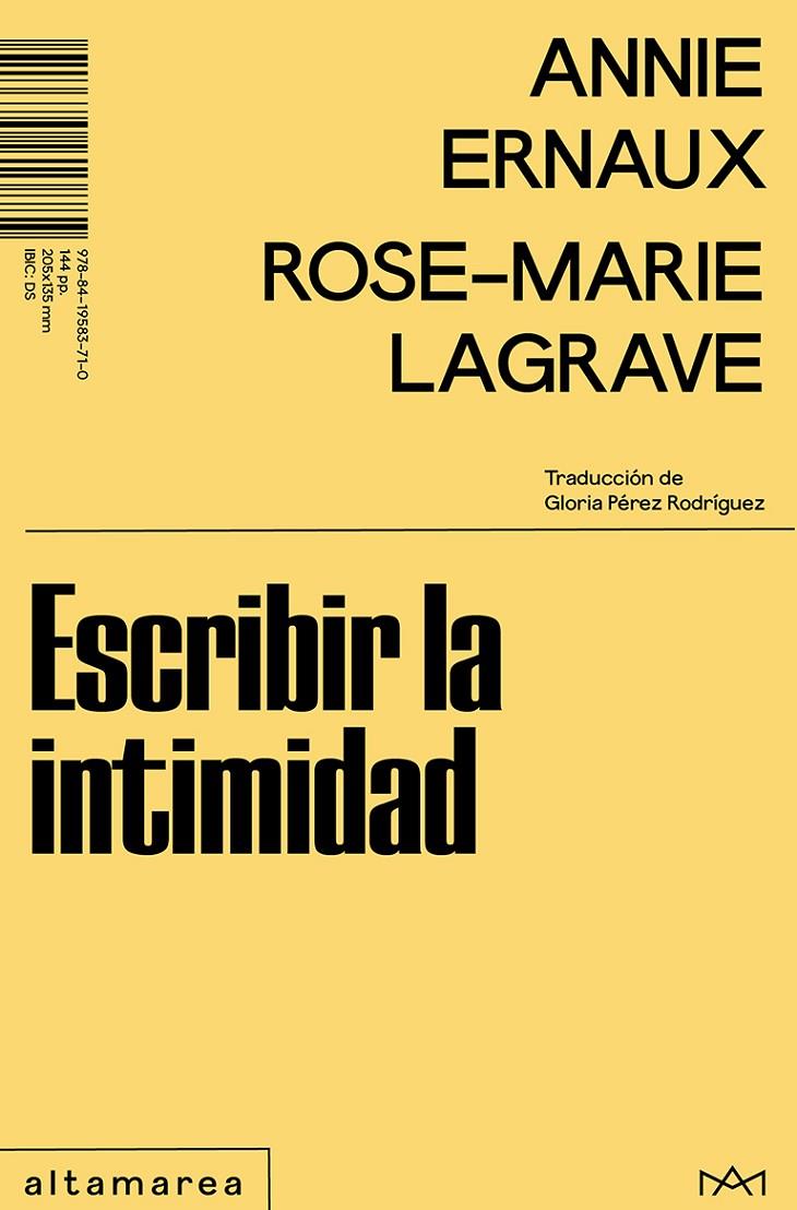 Escribir la intimidad | 9788419583710 | Ernaux, Annie/Lagrave, Rose-Marie | Botiga online La Carbonera