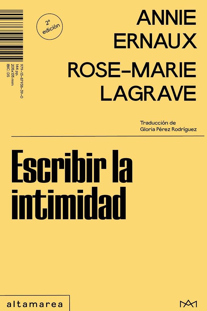 Escribir la intimidad | 9791387938390 | Ernaux, Annie/Lagrave, Rose-Marie | Botiga online La Carbonera
